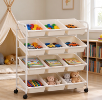 Étagère de rangement multifonctionnelle à quatre niveaux, écologique, imperméable, sur pieds, avec roulettes, pour salon, cuisine, salle de bain