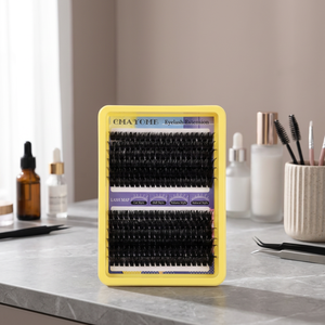 Wholesale PBT 12 Row Cluster <b>Lash</b> Kit Handmade Comfortable 0.07mm Thickness 3D Effect <b>Volume</b> Extensions Dark Matte Black Matte - Product Image 2