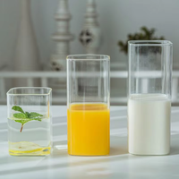 Lot de verres carrés en verre transparent de haute qualité, style américain, 250 ml/400 ml, pour lait, café, jus et autres boissons