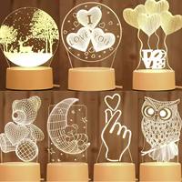 Hermosas Lámparas de Mesa Acrílicas 3D Personalizadas, Lámparas LED de Noche Recargables para la Iluminación de la Habitación