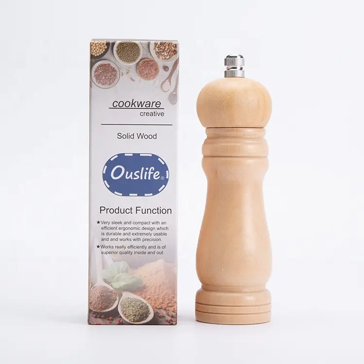 Hot selling Wood high quality factory price handmade pepper grinder salt spice grinder used for kitchen