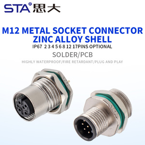 Nhà Máy M12 không thấm nước IP67 hàng không cắm hàn hợp kim kẽm Nam Nữ Gắn ổ cắm 2 3 4 5 6 8 12 17pins B D mã kết nối - Product Image 2