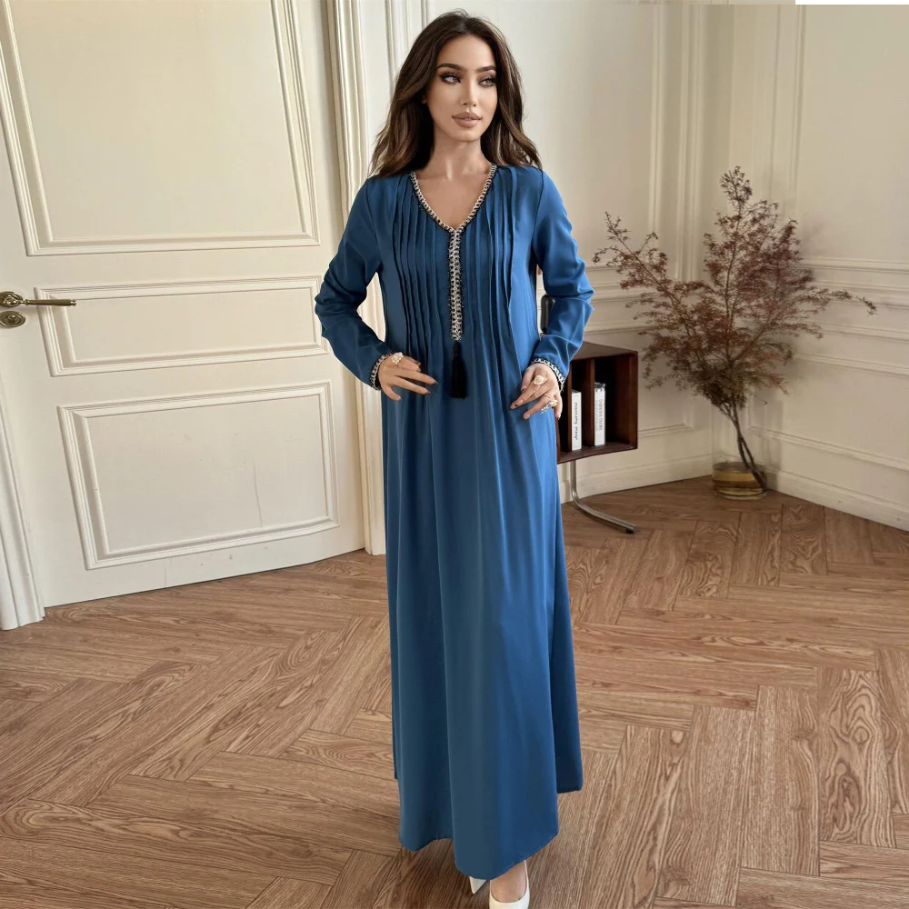 casual long sleeve maxi dress Cavosen V Neck Dresses for Women Beige Long Sleeve Maxi Dress Empire Waist Ankle Length Long Dress Solid Side Split Pleated Casual Trendy Dress