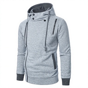 Custom Printed Unisex Gray Hooded Sweatshirt Regular Fit Casual Autumn Wear Breathable French Terry Fleece Zipper Closure - Product Image 2