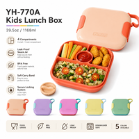 Boîte à lunch pour enfants en plastique sans BPA, résistante aux micro-ondes, étanche, avec un ensemble de couverts, boîte à lunch bento de dessin animé pour les élèves