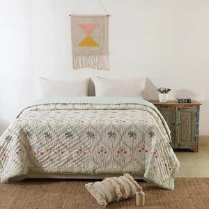 Quilts Jaipuri Hand Block Print de qualité supérieure en coton biologique Quilt Made India Product Doux et confortable - Product Image 3