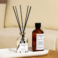 Lot de Recharges de Diffuseurs à Bâtonnets en Verre Ambré de Luxe, Flacon de Parfum d'Ambiance Paris Atelier avec Bâtonnets Noirs pour Décoration Hôtelière