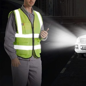 Chaleco de Seguridad Fluorescente Verde de Alta Visibilidad Clase 2 con Malla Reflectante y Bolsillos para Trabajo de Construcción - Product Image 5