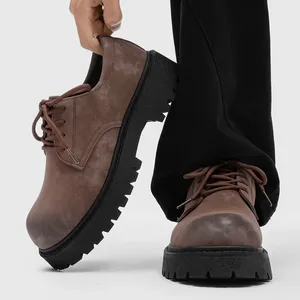 Scarpe Derby Classiche Retrò di Alta Qualità con Plateau per Uomo, Aumentano l'Altezza, Stile Americano Workwear in Pelle - Product Image 5