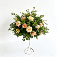 Arche florale de mariage personnalisée en soie artificielle, roses pêche champagne, pour la décoration de la cérémonie de mariage et de la réception