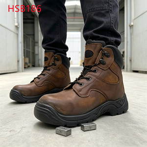 Botas de Seguridad Industriales LXG, Modelo Hua Singh Vintage, con Puntera de Acero, Cuero de Grano Completo Aceitado, Calzado de Protección Industrial HSB186 - Product Image 1