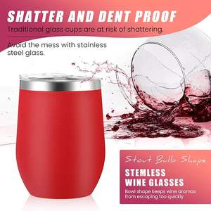 Vaso de vino de acero inoxidable de 12 oz con tapa y pajita, taza de café y vino con aislamiento al vacío para viajes, fiestas y eventos al aire libre. - Product Image 2