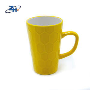 Zibo fournisseur 430ml en céramique couleur galzed café en relief cadeau tasse tasse à eau - Product Image 4