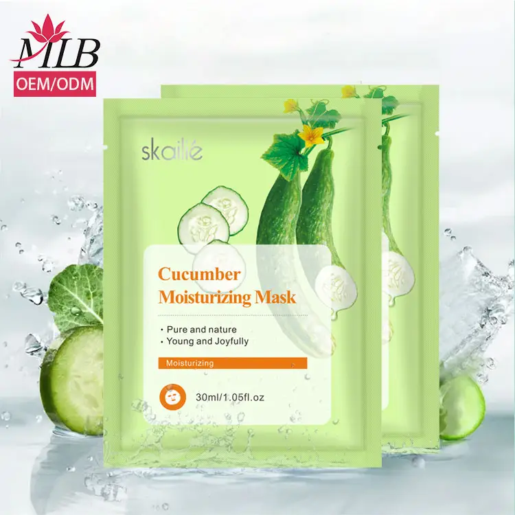 Guangzhou OEM factory fresh cucumber gel face sheet mask aloe skin care moisture whitening facial masks