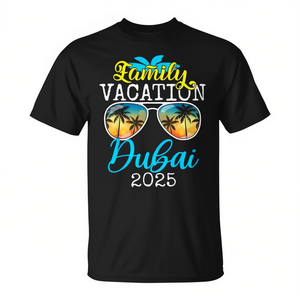 T-Shirt Vacanza in Famiglia a Dubai 2025, Manica Corta in Cotone, Stampa Digitale, Casual Estiva, Unisex per Adulti - Product Image 3