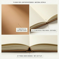 Carnet A5 personnalisé en cuir PU effet peau, couverture souple, journal en cuir végétalien, reliure cousue, agenda professionnel pour le bureau