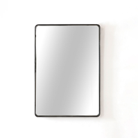 Miroir rectangulaire moderne argenté avec coins arrondis, éclairage LED réglable, usage commercial, couleur personnalisable