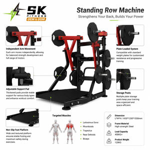 Machine à rames verticale SK pour la musculation en salle de sport commerciale, système de poids réglable, cadre en acier durable, poignées multi-grip - Product Image 4