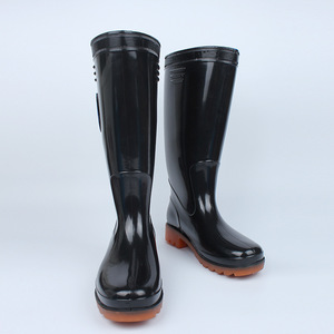 Botas de Lluvia de Caña Alta para Hombre, Impermeables, de Goma, para Trabajo, Minería, Antideslizantes, Color Sólido, Tacón Bajo, Negro 902 - Product Image 2