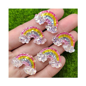 Cabochons Kawaii en résine brillante arc-en-ciel à dos plat pour les centres d'arc à cheveux bricolage artisanat breloques de remplissage <span class=keywords><strong>Slime</strong></span> - Product Image 1