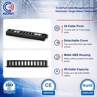 Panneau de gestion des câbles horizontal à 24 ports KEXINT 1U à un seul côté avec couvercle amovible pour rack 19 pouces