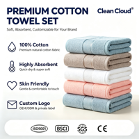 Ensemble de 3 serviettes 100% coton peigné, couleur unie, douces et absorbantes, pour hôtel, maison, spa, vente en gros, logo personnalisé