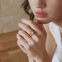 Bague en acier inoxydable plaqué or 18 carats PVD, étanche, avec zircon, sans ternissement, en forme de cœur, pierre transparente, bijoux personnalisés pour femmes, ERESI