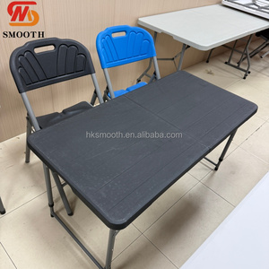 Table à manger pliable en plastique noir SMOOTH 1,2 m, rectangulaire, pieds en métal, design moderne, pour mariage, hôtel, usage domestique - Product Image 1