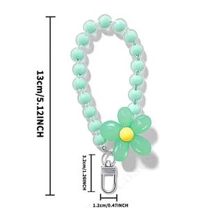 Phone Anti-lost <b>Lanyard</b> <b>Key</b> Short Wrist Pendant Colorful Macaron Round Bead Pendant Women's Hand-held Chain Mobile Phone <b>Lanyard</b> - Product Image 1