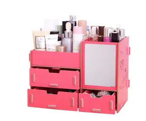 Type de tiroir créatif bricolage multifonction en bois bureau maison bureau articles divers boîte de rangement de bijoux cosmétiques avec miroir