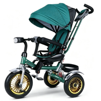 Poussette tricycle élégante pour bébé, en alliage d'aluminium, couleur personnalisée, auvent pliable, cadre léger, sécuritaire pour les enfants, capacité de charge de 15 kg
