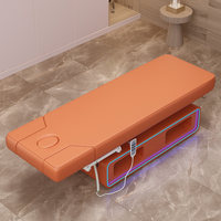 Table de massage électrique de luxe en PVC, réglable en hauteur, pour salons de beauté, avec rangement et commande manuelle