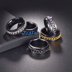 Anelli Punk Unisex 2026 Europa USA Nuovi e di Tendenza in Acciaio Inossidabile di Alta Qualità con Catena Rotante Antistatica e Decompressiva Stile Europeo - Product Image 2