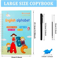Grande taille numéro Alphabet dessin écriture manuscrite réutilisable 4 pièces cahier de pratique magique pour enfants avec stylos