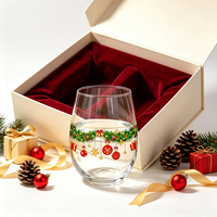 Verre à vin sans pied à thème de Noël, imprimé couronne, en forme d'œuf, pour whisky, jus, eau, avec guirlande de Noël festive