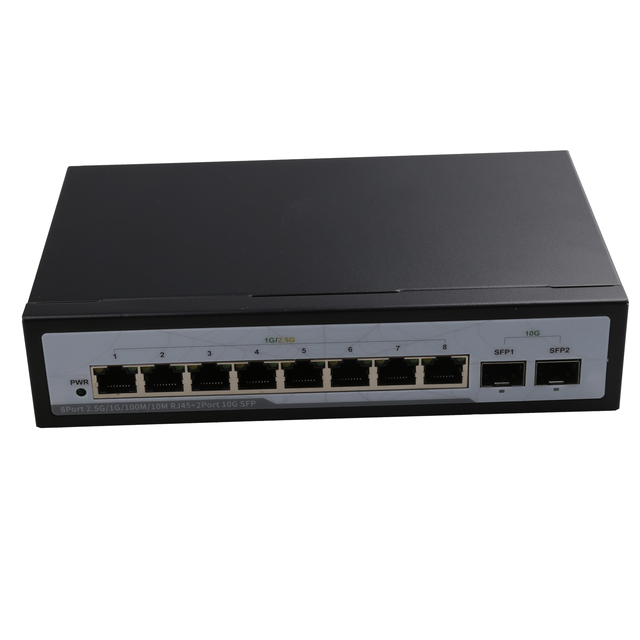 8 Ports 10/100/1000/2.5G+2 Ports 10Gbps SFP Unmanaged Ethernet Switch Support IGMP