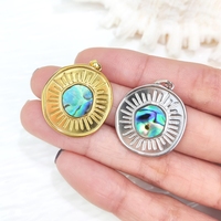 Haute qualité 18K plaqué or en acier inoxydable hypoallergénique naturel ormeau coquille pierre précieuse pendentif bricolage collier pour femme