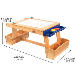 Table d'activités et de dessin en bois pour enfants, multifonctionnelle, avec compartiments de rangement, table de peinture pour tout-petits - Product Image 2