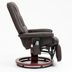 Fauteuil inclinable moderne en cuir à dossier haut et <span class=keywords><strong>pivotant</strong></span> avec pédale manuelle, revêtement en tissu et structure métallique - Product Image 5
