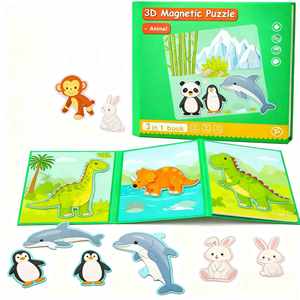 Venta al por mayor, regalo para niños, libros magnéticos, actividades de aprendizaje, juguetes, juego de viaje, dinosaurio, Animal, rompecabezas magnético para niños pequeños - Product Image 4