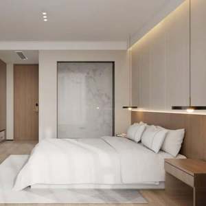 Muebles de Dormitorio Económicos para Hoteles de Cadena, con Cama King Size Estándar con Cabecera de Madera, para Apartamentos y Hoteles - Product Image 5
