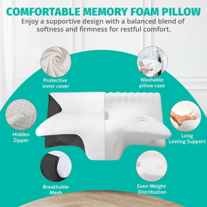 Hot bán Bướm hình bộ nhớ bọt gối với <span class=keywords><strong>Dual</strong></span> heights cho cột sống alignment Pain Relief và tất cả các đêm thoải mái - Product Image 4