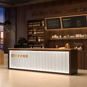 Moderno diseño personalizado de madera cafetería tienda muebles dulces hornear Donut tienda exhibición moderna cafetería <span class=keywords><strong>Bar</strong></span> mostrador vitrinas - Product Image 1