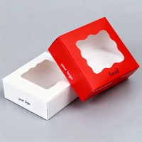 Boîte d'emballage alimentaire en gros de qualité alimentaire pour biscuits et pâtisseries à emporter avec fenêtre transparente, impression CMYK, boîtes carrées pour donuts