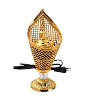 Encensoir Électrique en Métal Style Arabe Dubaï avec Couvercle, Brûleur d'Encens Électrique Personnalisable avec Prise