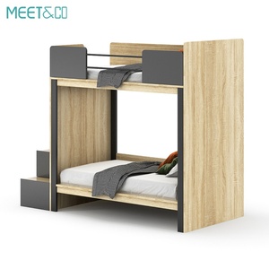 เตียงสองชั้นดีไซน์ทันสมัยพร้อมบันไดเก็บของทำจากไม้ ชั้นวางของ เฟอร์นิเจอร์สำหรับหอพัก ห้องนอน โรงแรม โรงเรียน หอพักนักเรียน โรงพยาบาล - Product Image 3