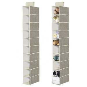 Organisateur de rangement suspendu pour armoire de bonne qualité, en toile robuste, 10 étagères, 20 compartiments, pour chaussures et vêtements - Product Image 4