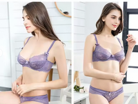 공장 도매 유럽과 미국 부드러운 레이스 울트라 얇은 투명 숙녀 브래지어 세트 섹시 통기성 대형 브래지어