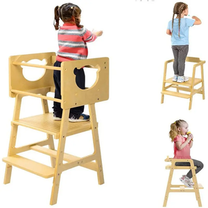 Tour en bois moderne à hauteur réglable Aide à la cuisine Lit pour enfants Salle à manger Apprentissage Chambre à coucher Application Salle de bain - Product Image 1