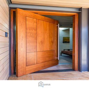 Porte tournante de sécurité en bois massif de luxe moderne de l'usine Uhous, serrure intelligente antivol, utilisation pour hôtel, appartement, villa, garantie de 5 ans - Product Image 6